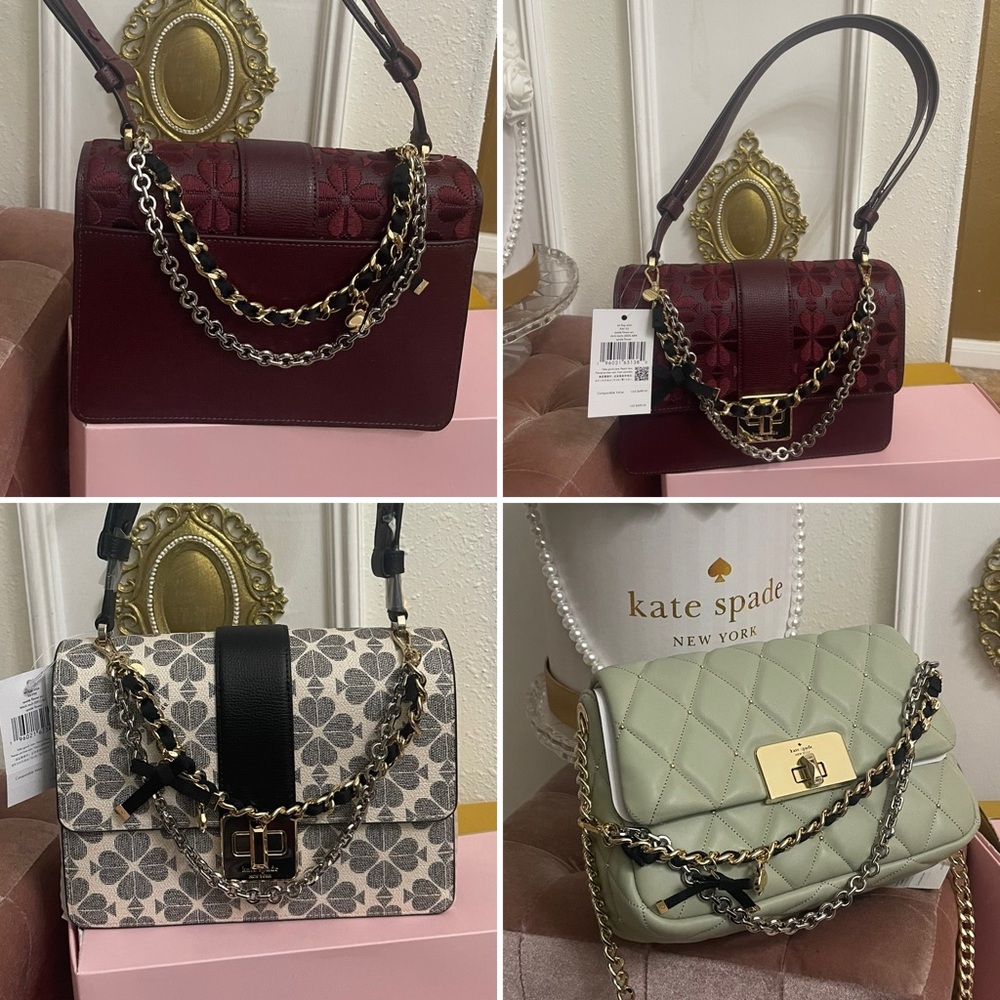 Kate Spade  Mixed Metal swag bag charm handle Chain Strap Accessory KM589 - Picture 5 of 16